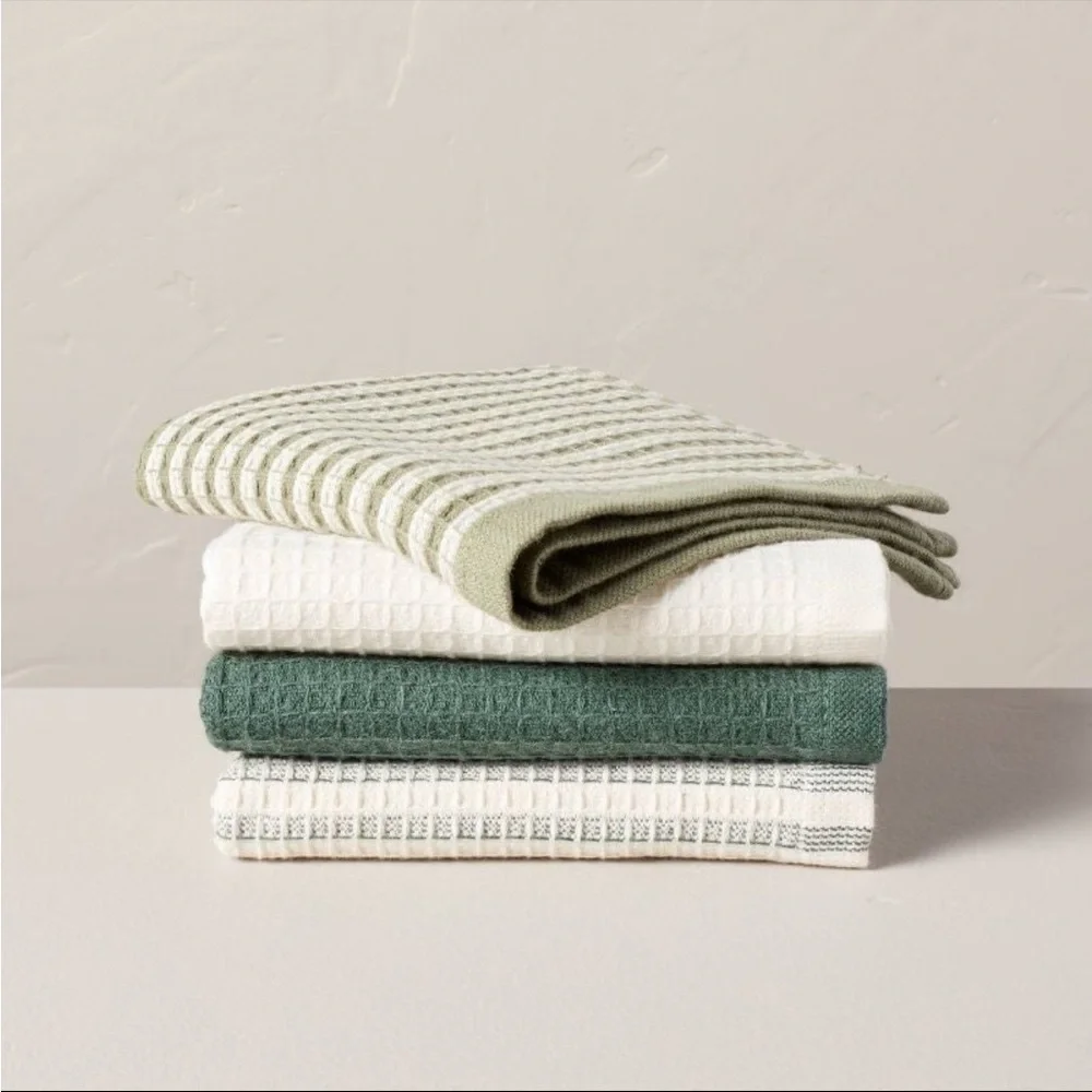 Set | 2-Count Green Stripe Kitchen Towels & Dish Cloth Set - Hearth & Hand